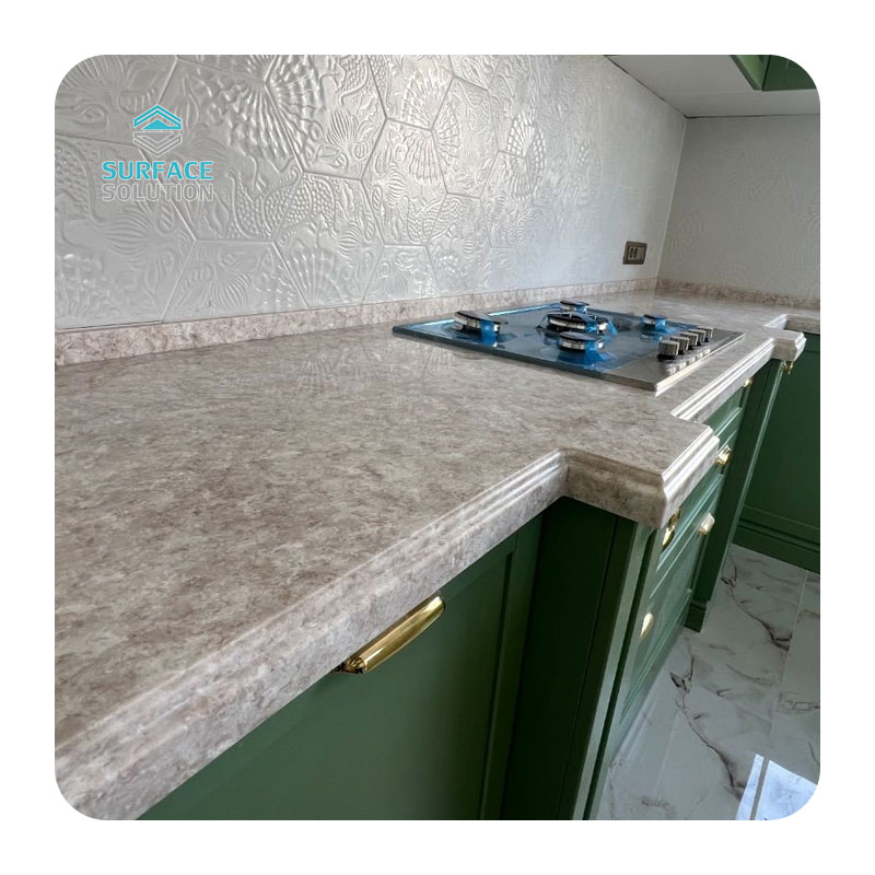 solid surface vanity top with integrated sink